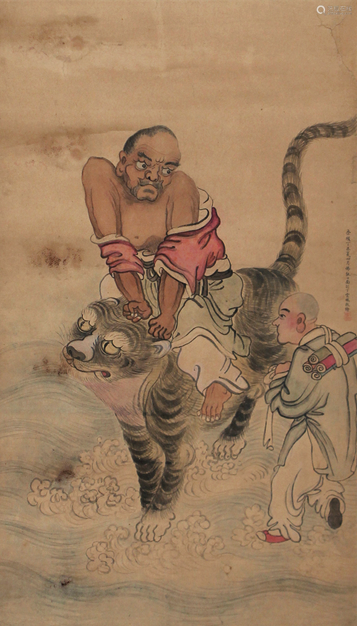 丁云鹏 人物 立轴 设色纸本