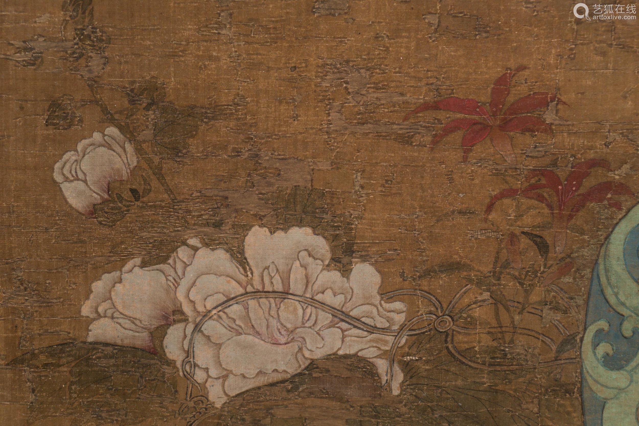 qingdynastyframedhuangyueflowerpainting