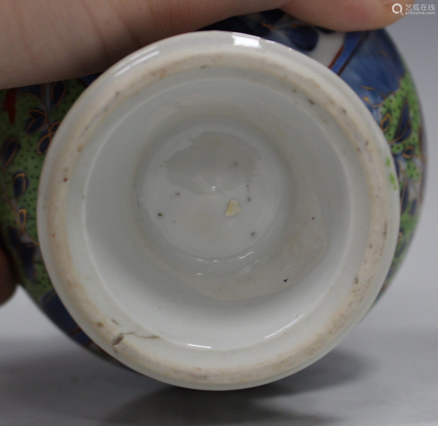 a chinese "clobbered" blue and white porcelain rose water