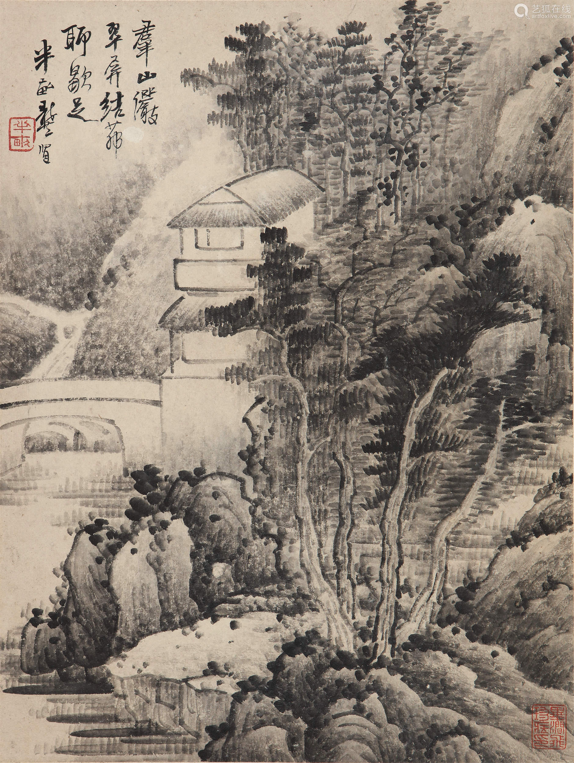 龚贤(1618～1689) 山水 (十二帧) 镜心 水墨纸本