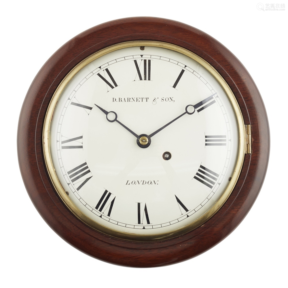 small mahogany round-dial wall clock19th century the white