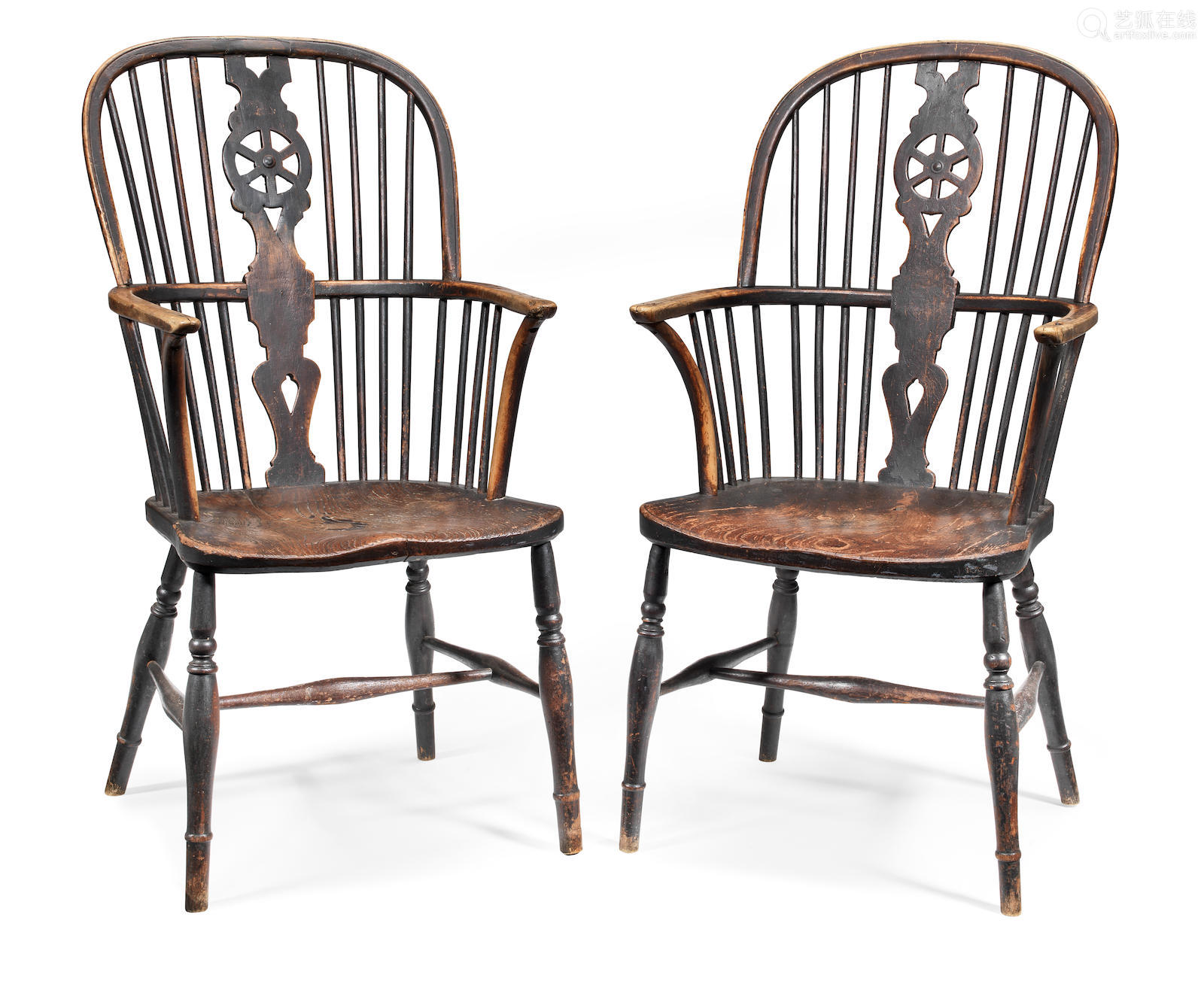 armchairs, buckinghamshire, circa 1800-40each having a hooped