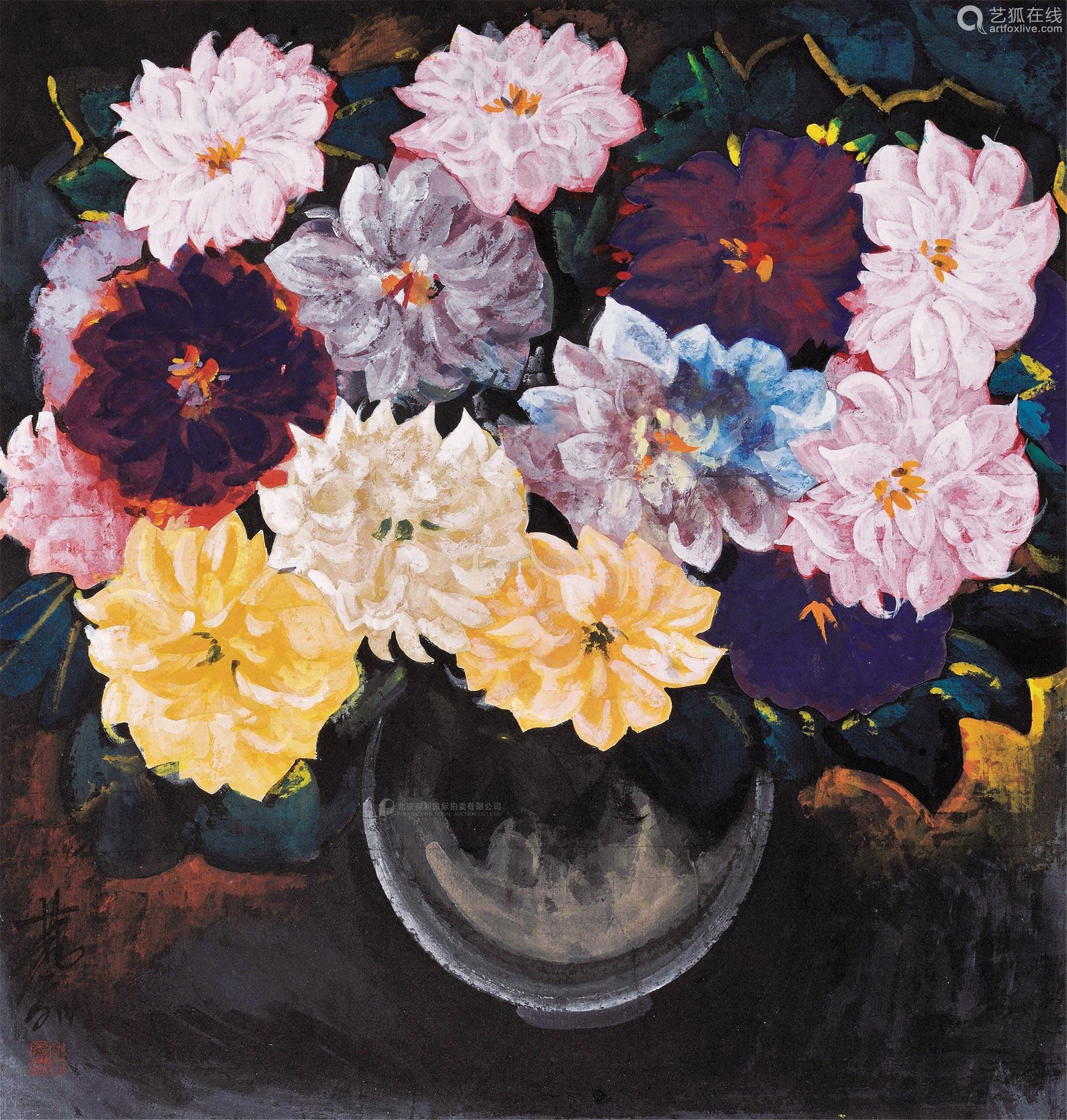 林风眠19001991花团锦簇镜心设色纸本