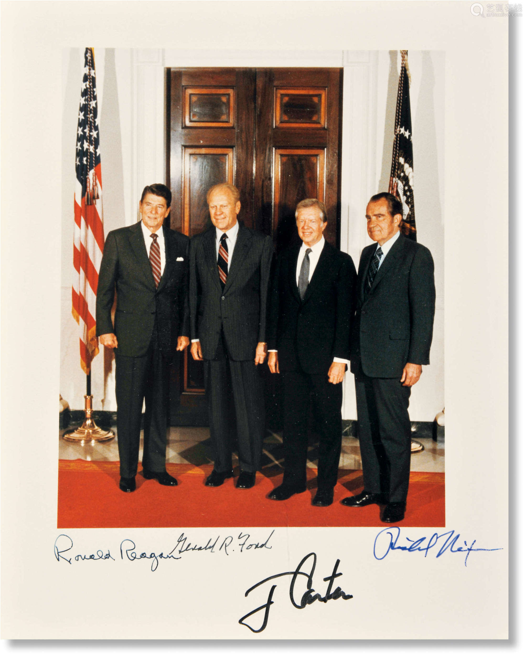 美国总统里根,尼克松,杰拉尔德·福特,吉米·卡特 签名照片