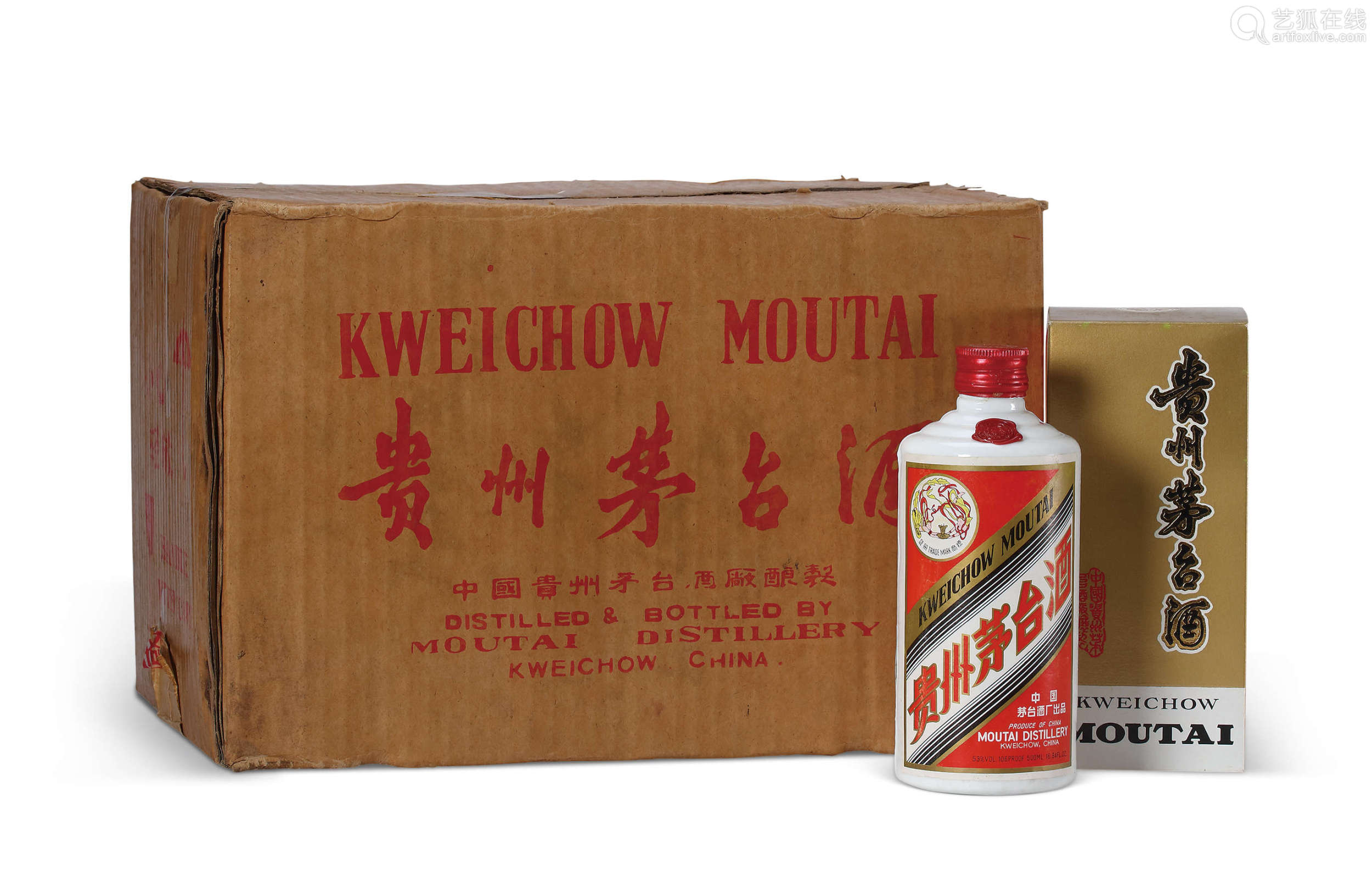 1985年产原箱飞天牌铁盖茅台酒 12瓶/500ml(1箱×12瓶