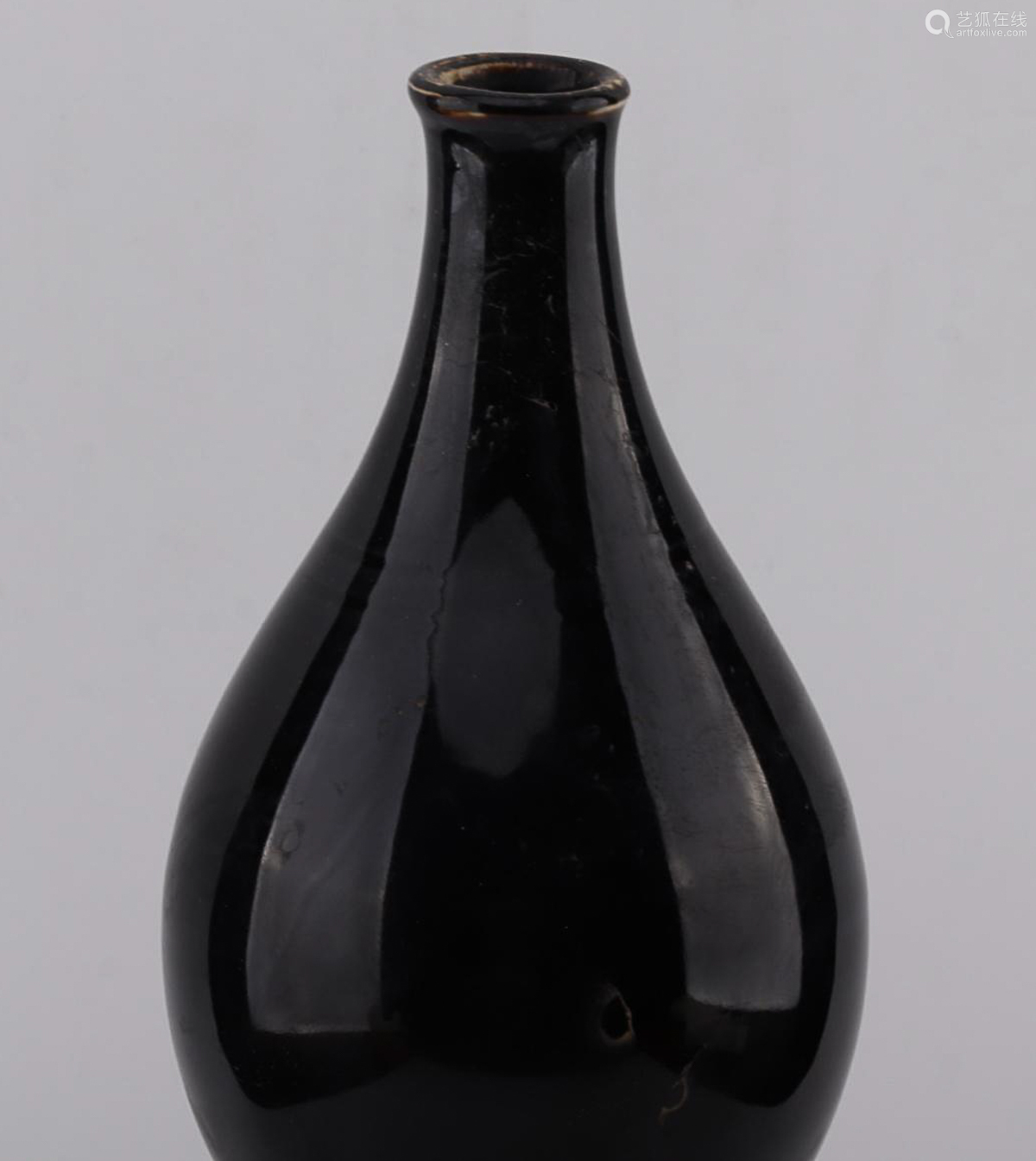 bottle gourd,bitter gourd a ding black glaze gourd bottle