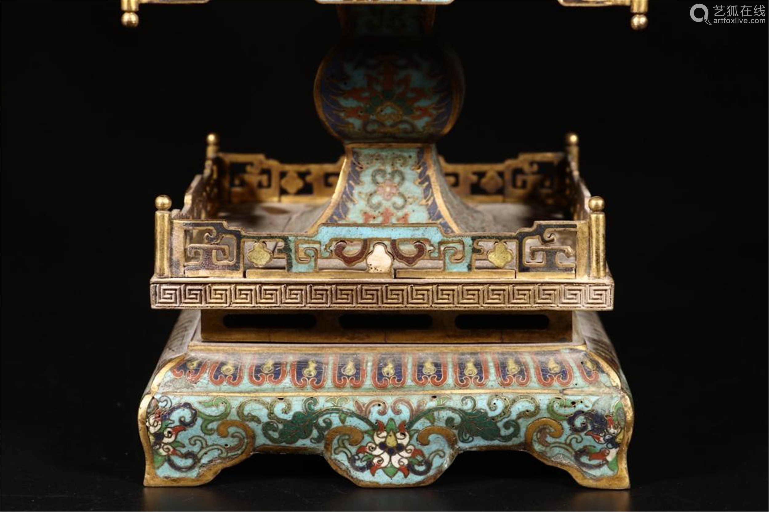 pair of chinese cloisonne dragon square palace lamps