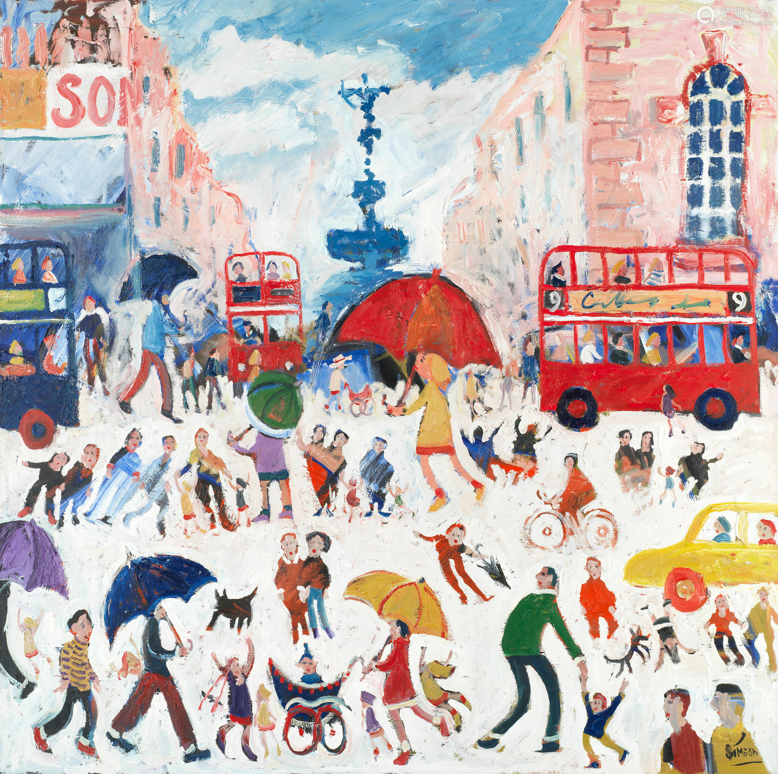 light rain, piccadilly, london (unframed) simeon stafford