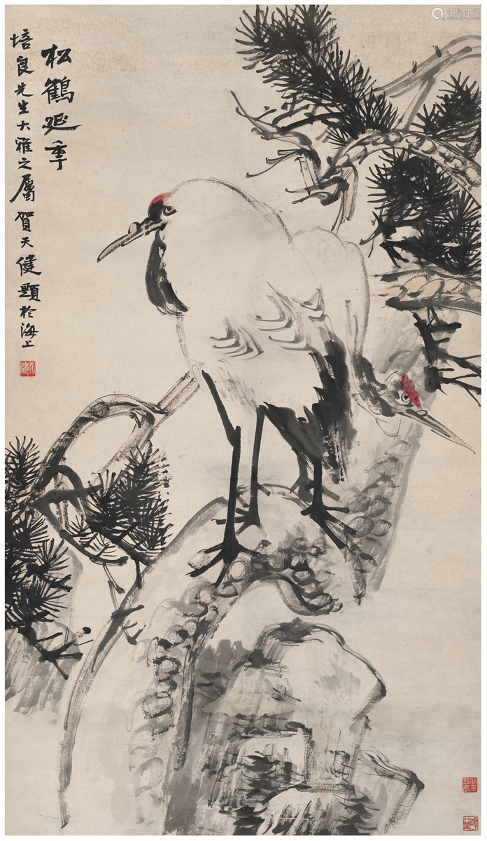 任伯年(1840～1895) 松鹤延年图 设色纸本 立轴