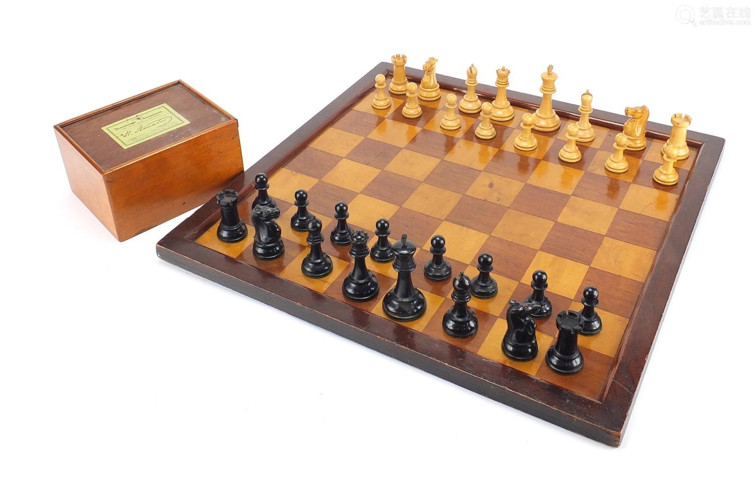 staunton chess set by jaques & son with mahogany boxwood chess