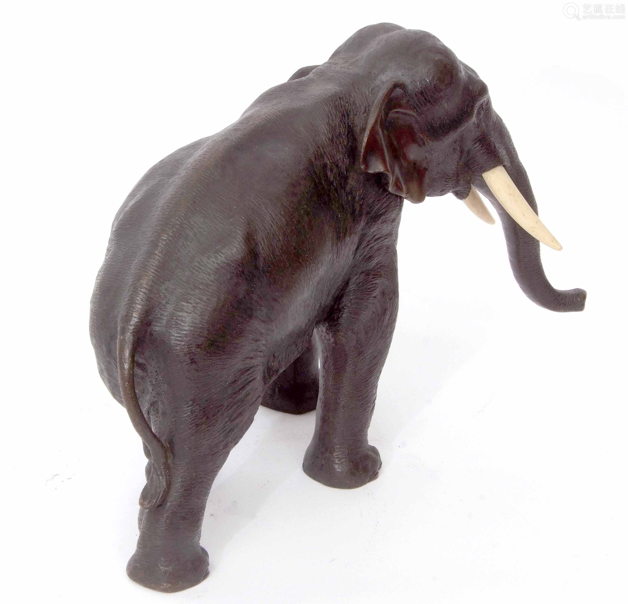 japanese bronze model of an elephant, meiji period, typically