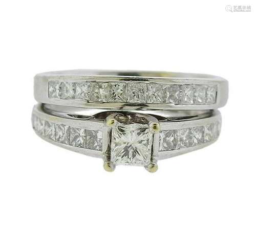 14k Gold Diamond Engagement Wedding Bridal Ring Set