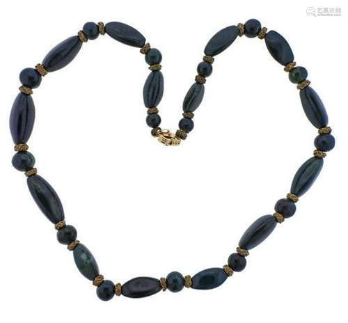 14k Gold Bloodstone Necklace