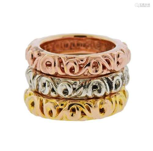 Krypell Tri Color Silver I Love You Stackable Ring Set