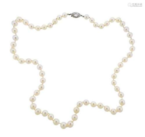 Platinum Diamond Pearl Necklace