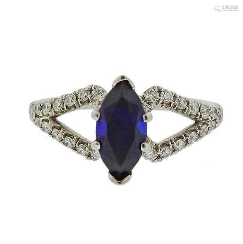 14K Gold Diamond Sapphire Ring