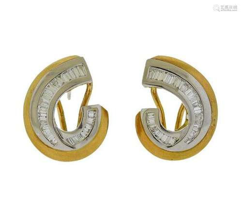 Platinum 18K Gold Diamond Swirl Earrings