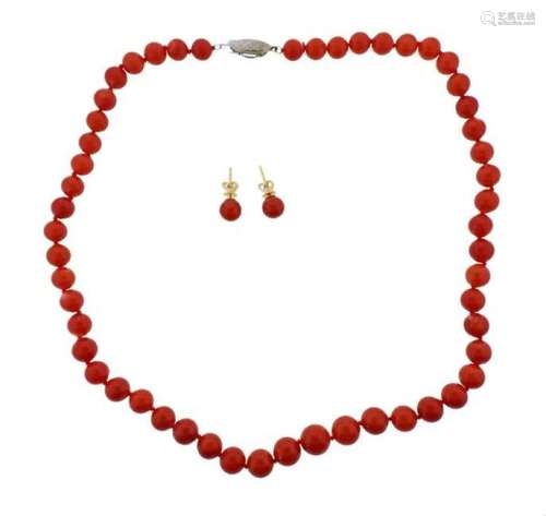 14k Gold Silver Coral Earrings Necklace