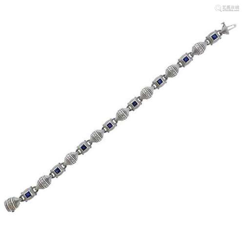 18K Gold Diamond Sapphire Bracelet