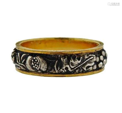 Buccellati Brunito Silver 18k Gold Band Ring