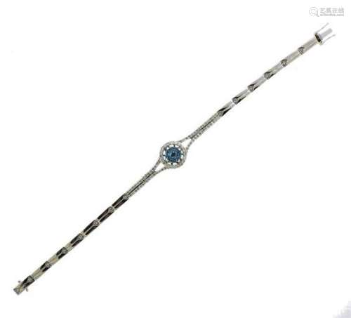 14K Gold Diamond Blue Topaz Bracelet
