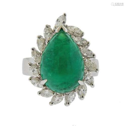 5.83ct Colombian  Emerald 18K Gold Diamond Ring Pendant