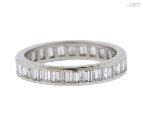 Platinum Eternity Baguette Diamond Wedding Band Ring