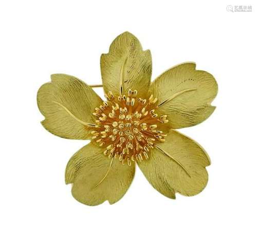 Tiffany & Co 18K Gold Wild Rose Brooch Pin