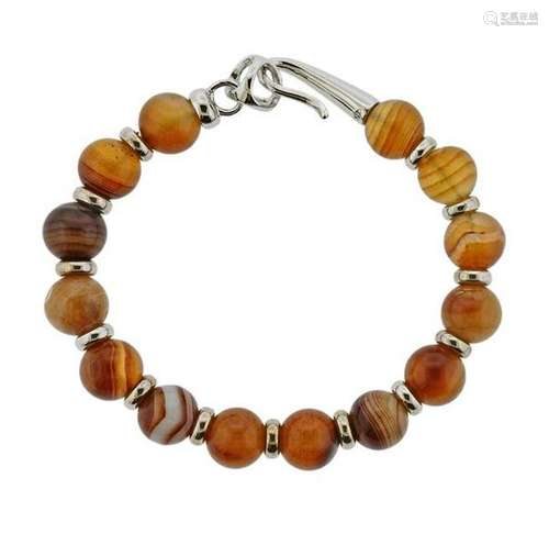 Di Modolo Agate Bead Sterling Silver Bracelet