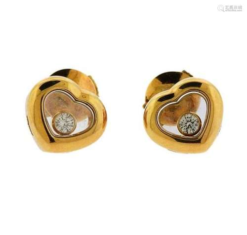 Chopard Happy Diamond Heart 18k Gold Earrings