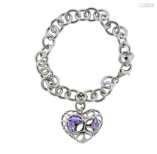 Di Modolo Medallion Silver Amethyst Heart Charm