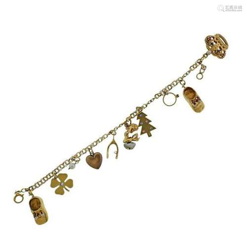 14k Gold Gemstone Ruser Tiffany & Co Charm Bracelet