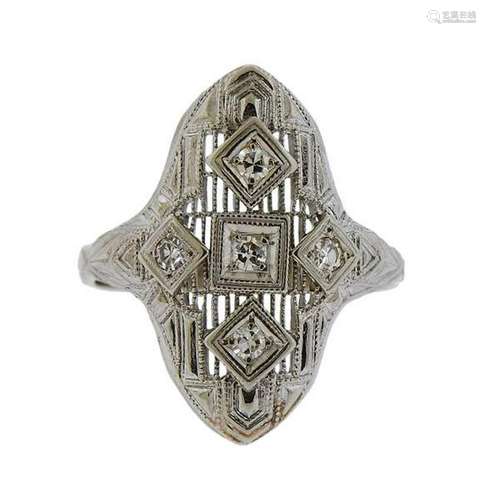 Art Deco 14K Gold Diamond Ring