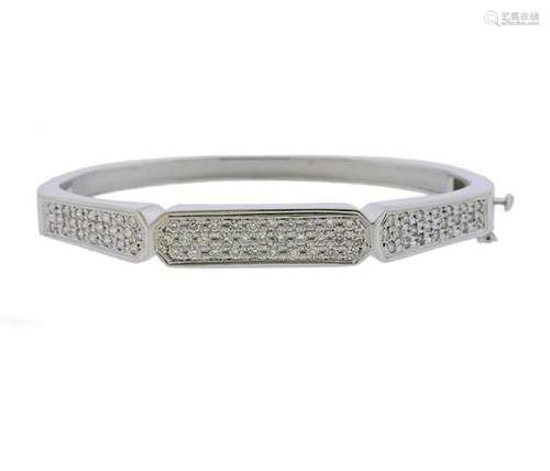 14K Gold Diamond Bangle Angular Bracelet