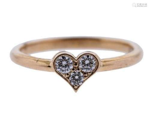 Tiffany & Co 18K Gold Diamond Heart Ring