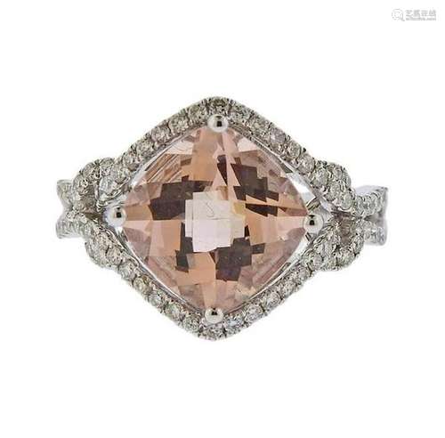 14K Gold Diamond Morganite Ring