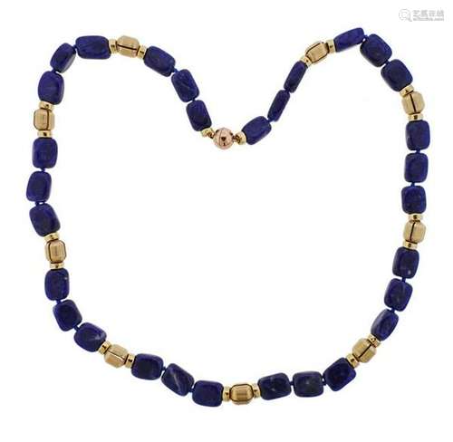 14k Gold Clasp Lapis Necklace