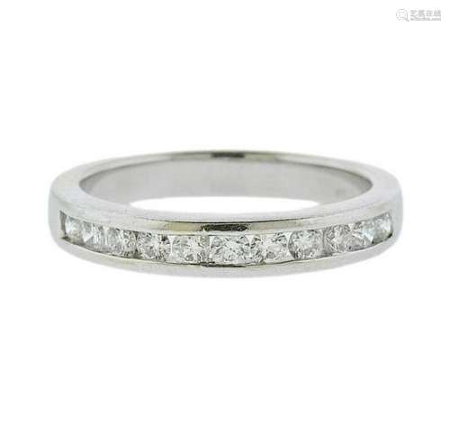 18K Gold Diamond Half Band Wedding Ring