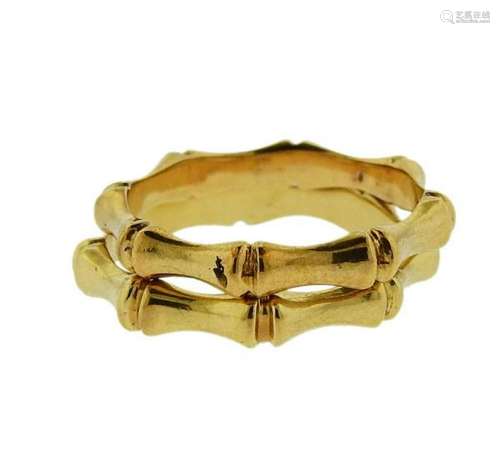Tiffany & Co 14K Gold Bamboo Band Ring Lot of 2