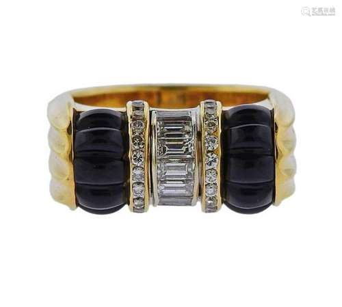 Scott Keating 18K Gold Diamond Onyx Ring