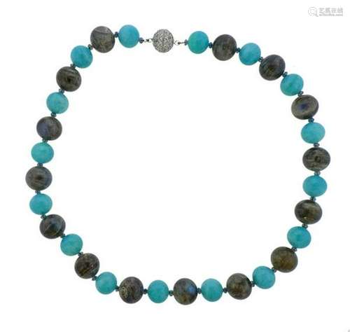 Sterling Silver Gemstone Labradorite Bead Necklace