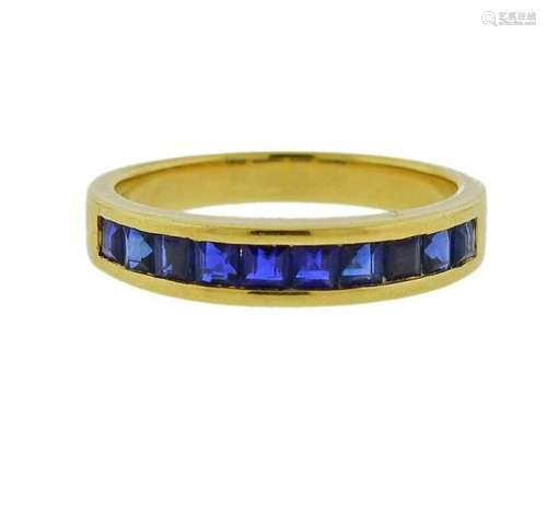 Tiffany & Co 18K Gold Sapphire Band Ring