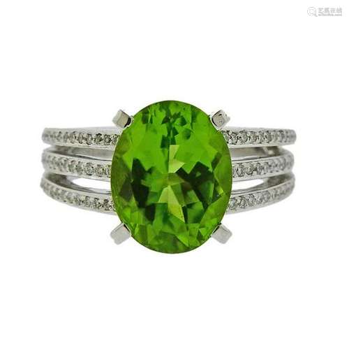 18K Gold Diamond Peridot Ring