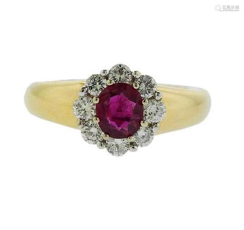 14K Gold Diamond Ruby Ring