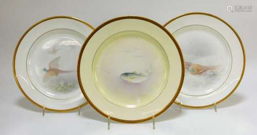 3PC American Belleek Porcelain Pheasant Fish Plate