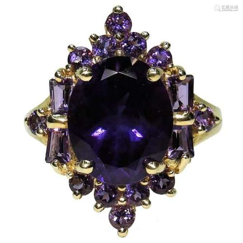 10K Yellow Gold Lady's Amethyst Cluster Ring