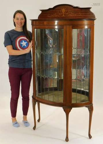 19C American Mahogany Leaded Glass China Cabinet