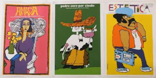 3PC Eduardo Munoz Bachs Modernist Cuban Posters