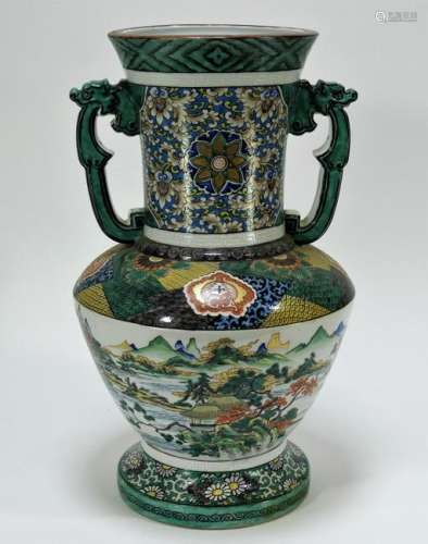 LARGE Japanese Ko-Kutani Porcelain Baluster Vase