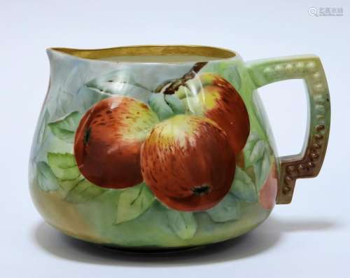 American Belleek Porcelain Apple Decorated Pitcher
